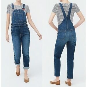 J. Crew Denim Overalls Jumpsuit Romper Dark Denim Jeans Skinny‎ ankle sz xs